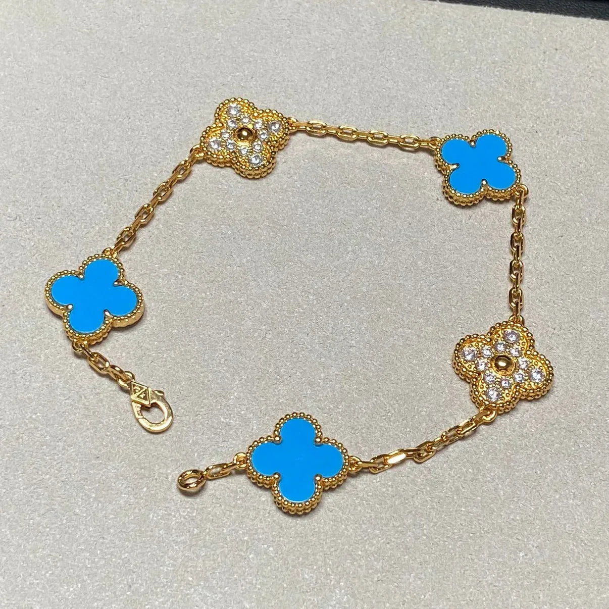 [Vintora] CLOVER 5 MOTIF BLUE AGATE BRACELET COLLECTION