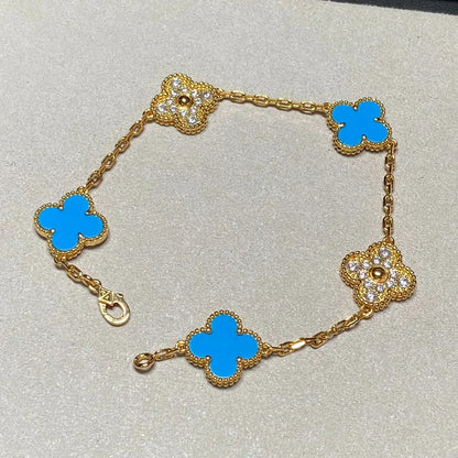 [Vintora] CLOVER 5 MOTIF BLUE AGATE BRACELET COLLECTION