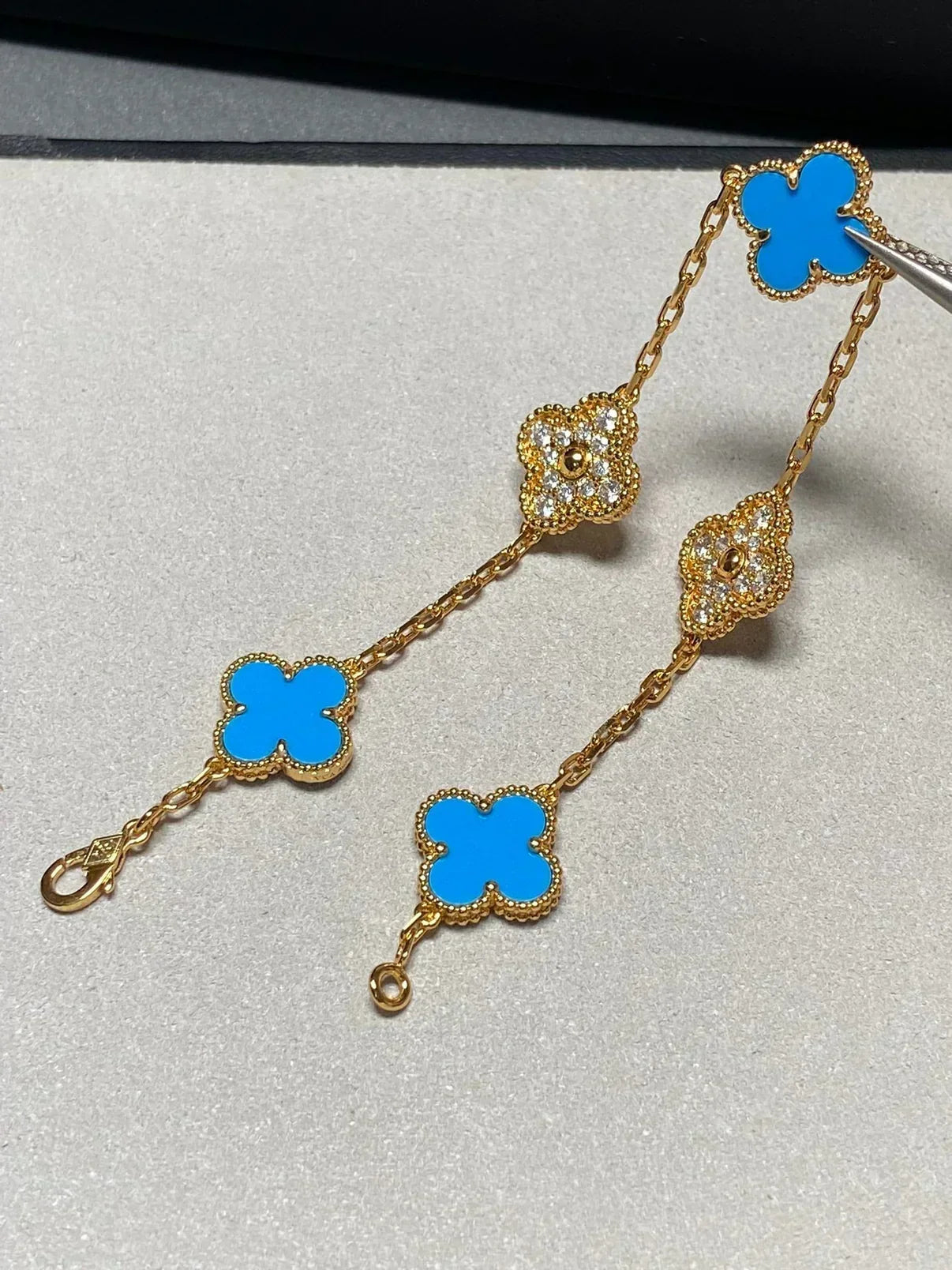 [Vintora] CLOVER 5 MOTIF BLUE AGATE BRACELET COLLECTION