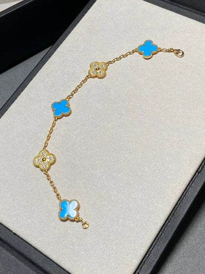 [Vintora] CLOVER 5 MOTIF BLUE AGATE BRACELET COLLECTION