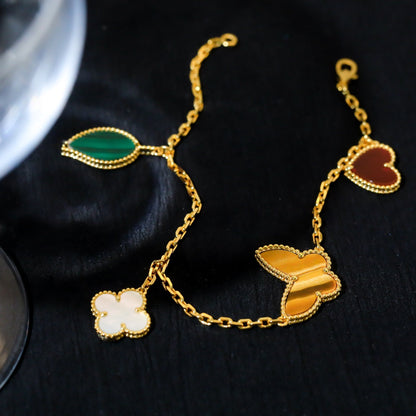 [Vintora]LUCKY SPRING 5 MOTIF GOLD BRACELET