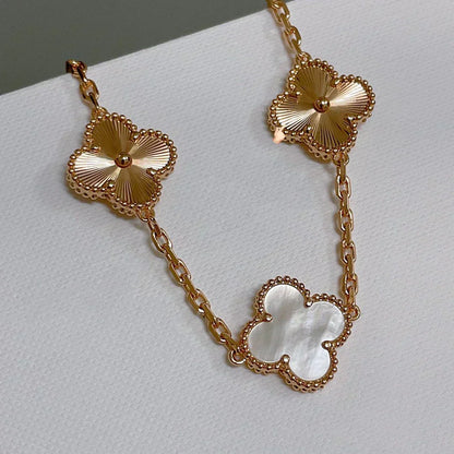 [Vintora]CLOVER WHITE PEARL MOP 5 MOTIF BRACELET COLLECTION