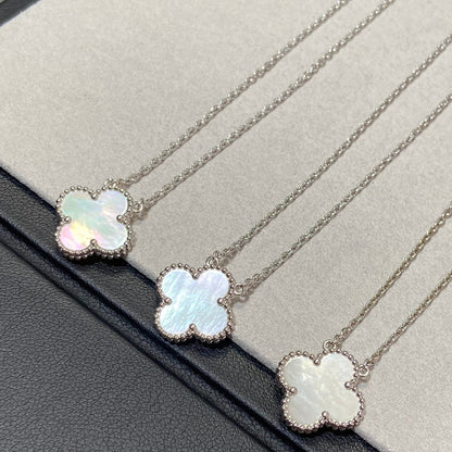 [Vintora]CLOVER MEDIUM SILVER WHITE MOP NECKLACE