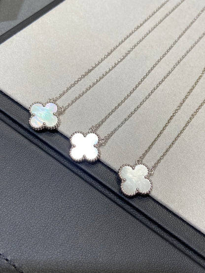 [Vintora]CLOVER MEDIUM SILVER WHITE MOP NECKLACE