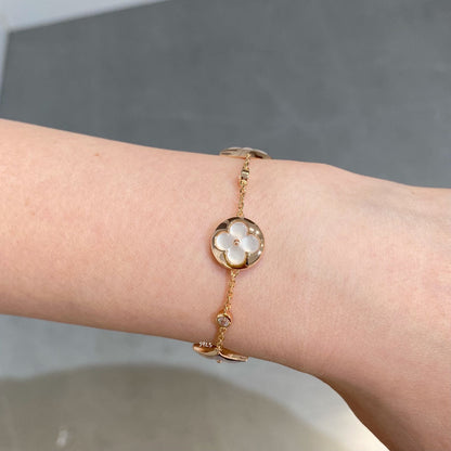 [Vintora]STAR AND SUN 4 MOTIF WHITE MOP PINK GOLD BRACELET