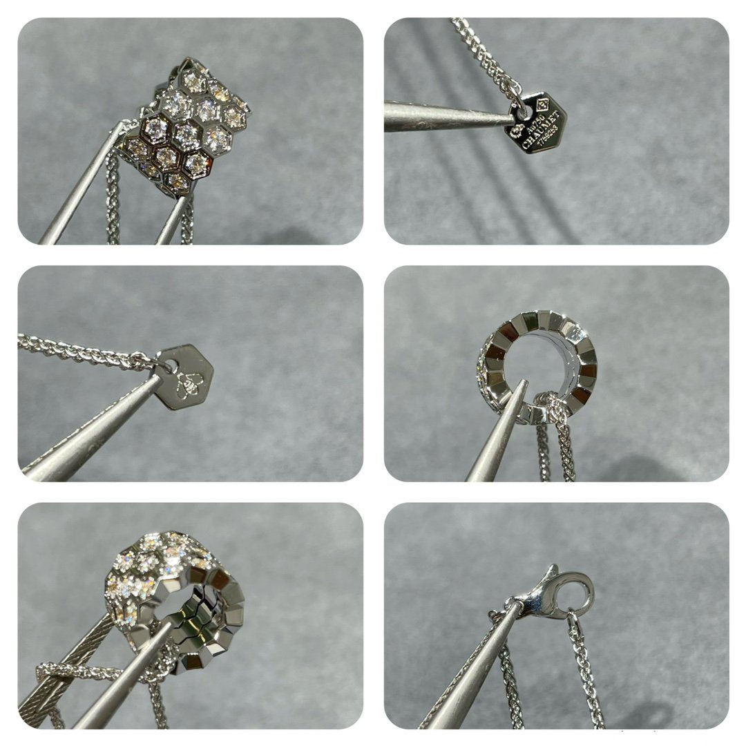 [Vintora]BEE LOVE DIAMOND PAVED 3 ROW NECKLACE
