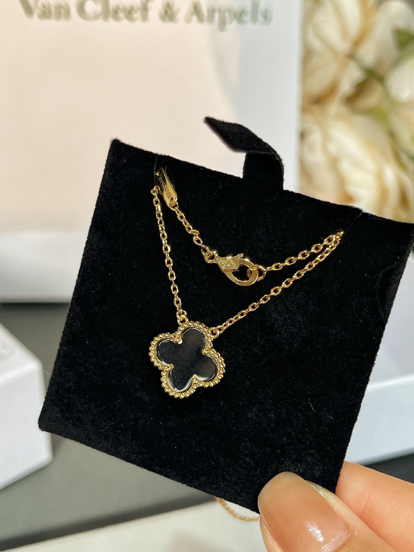 [Vintora]CLOVER ROCK CRYSTAL Vintora GOLD NECKLACE