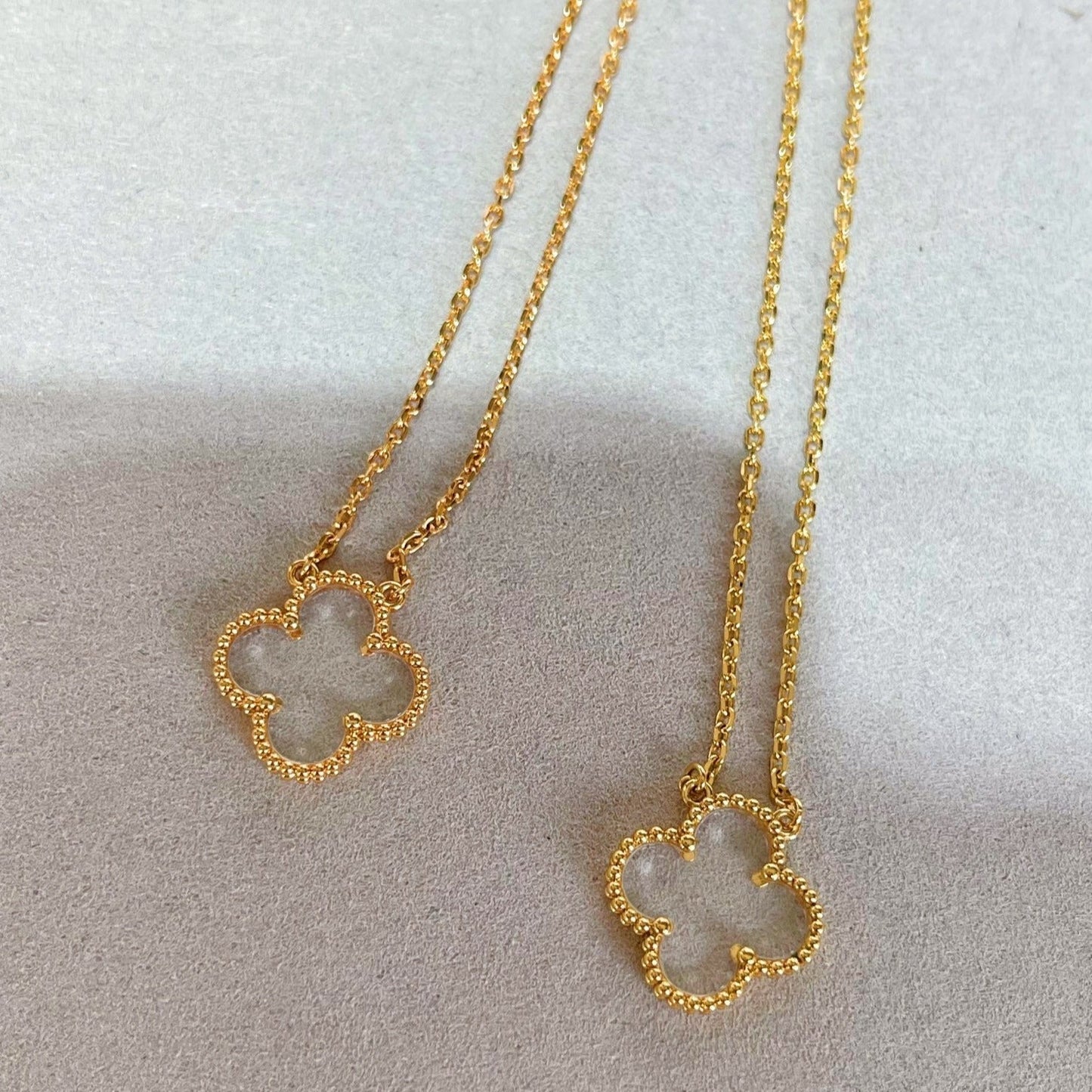 [Vintora]CLOVER ROCK CRYSTAL Vintora GOLD NECKLACE
