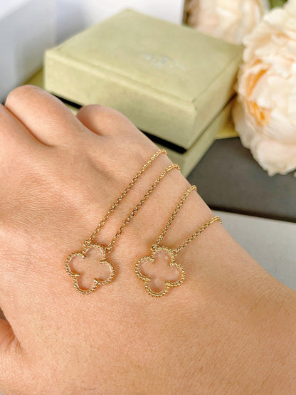 [Vintora]CLOVER ROCK CRYSTAL Vintora GOLD NECKLACE