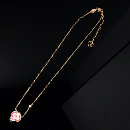 [Vintora]COLOR BLOSSOM PINK MOP SUN GOLD NECKLACE
