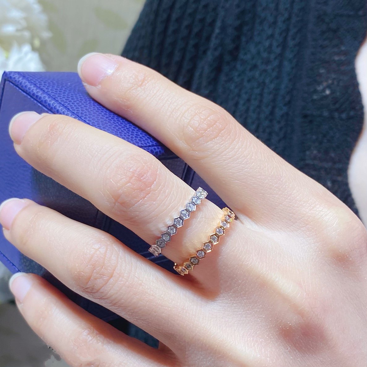 [Vintora]BEE LOVE DIAMOND PAVED SMALL RING