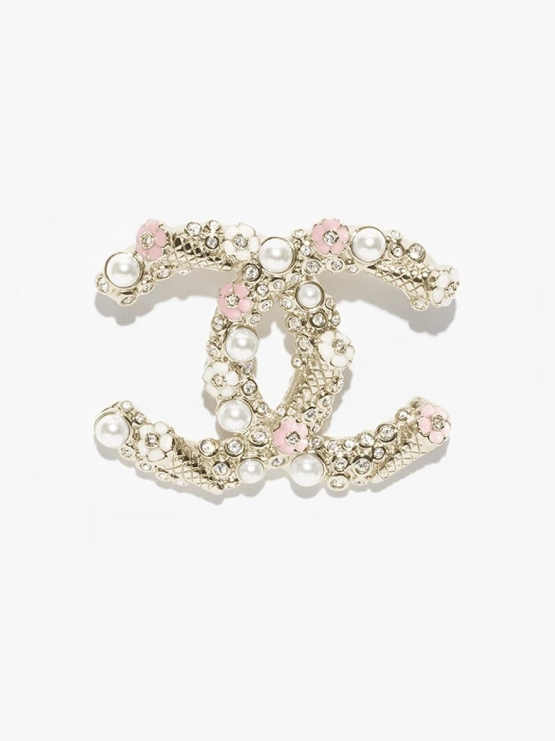 [Vintora]26C Pink-White Enamel Ice Cream Cone Double C Brooch
