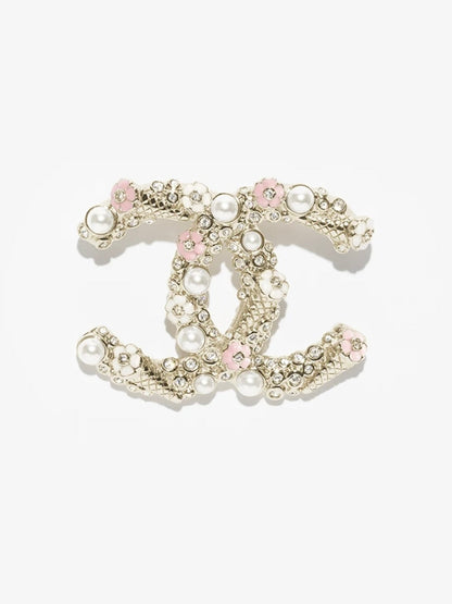[Vintora]26C Pink-White Enamel Ice Cream Cone Double C Brooch