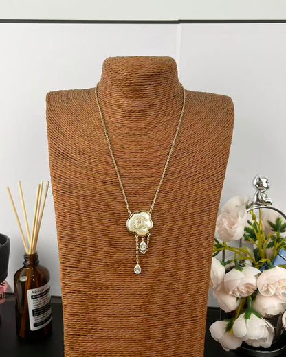 [Vintora]Cloud Pearl Mother-of-Pearl Diamond Chain Pendant Necklace