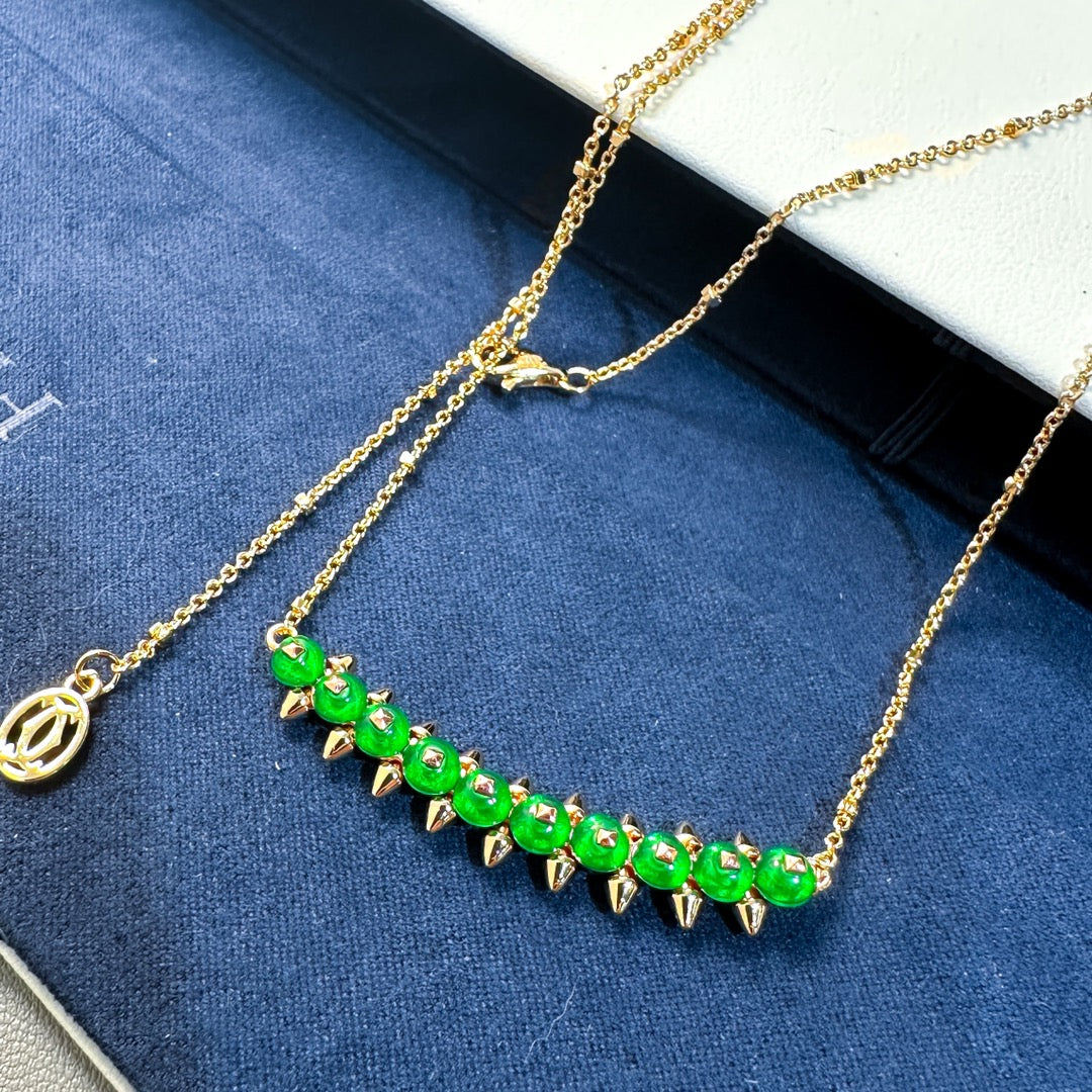 [Vintora]New Arrival: Green Bead Rivet Necklace