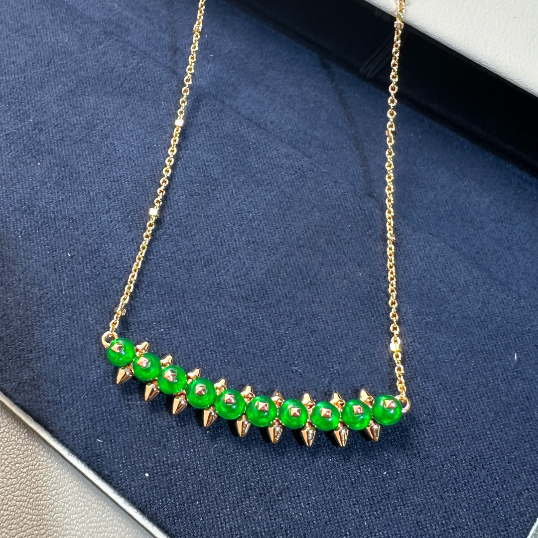 [Vintora]New Arrival: Green Bead Rivet Necklace