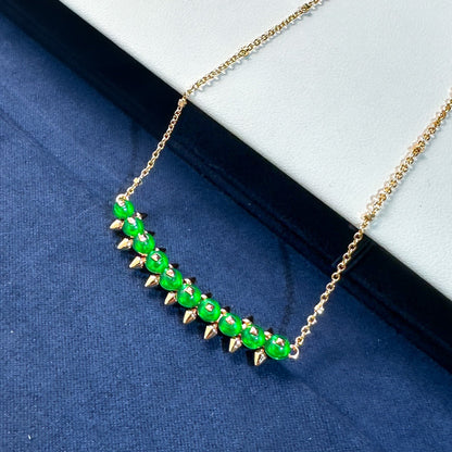 [Vintora]New Arrival: Green Bead Rivet Necklace