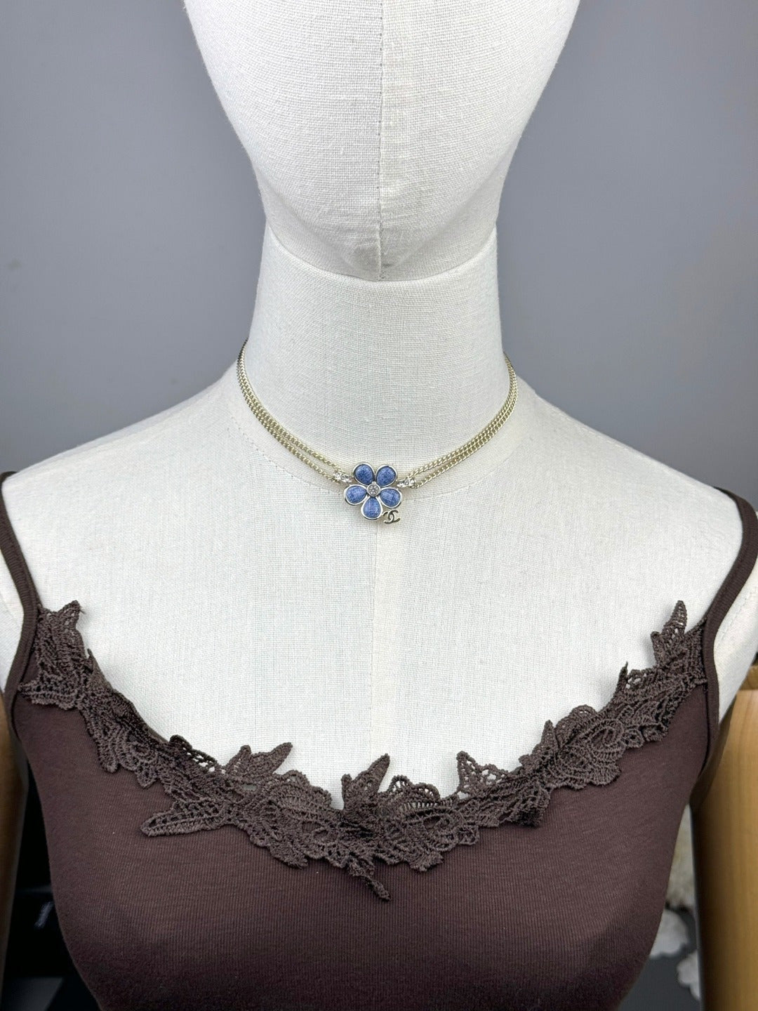 [Vintora]New Blue Floral Double-Layer Necklace