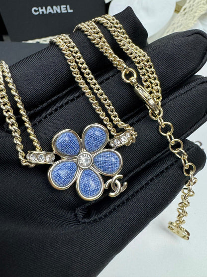 [Vintora]New Blue Floral Double-Layer Necklace