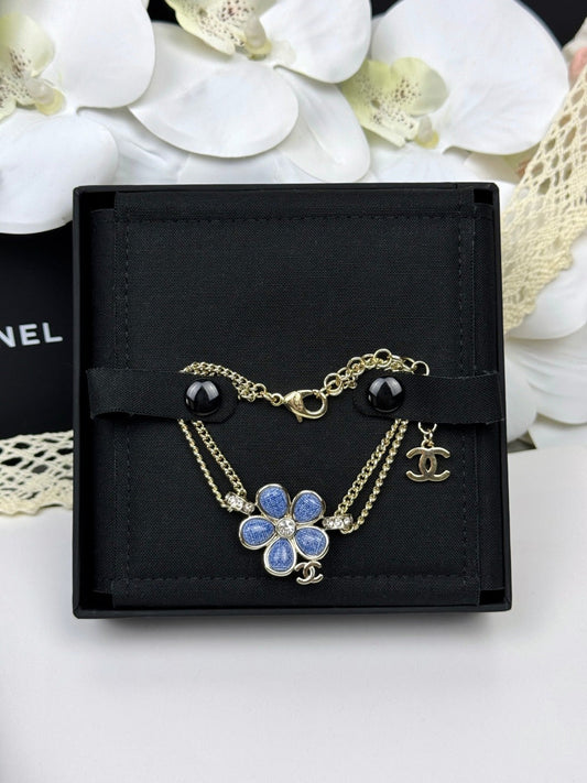 [Vintora]VOLTE New Blue Floral Double-Layer Bracelet