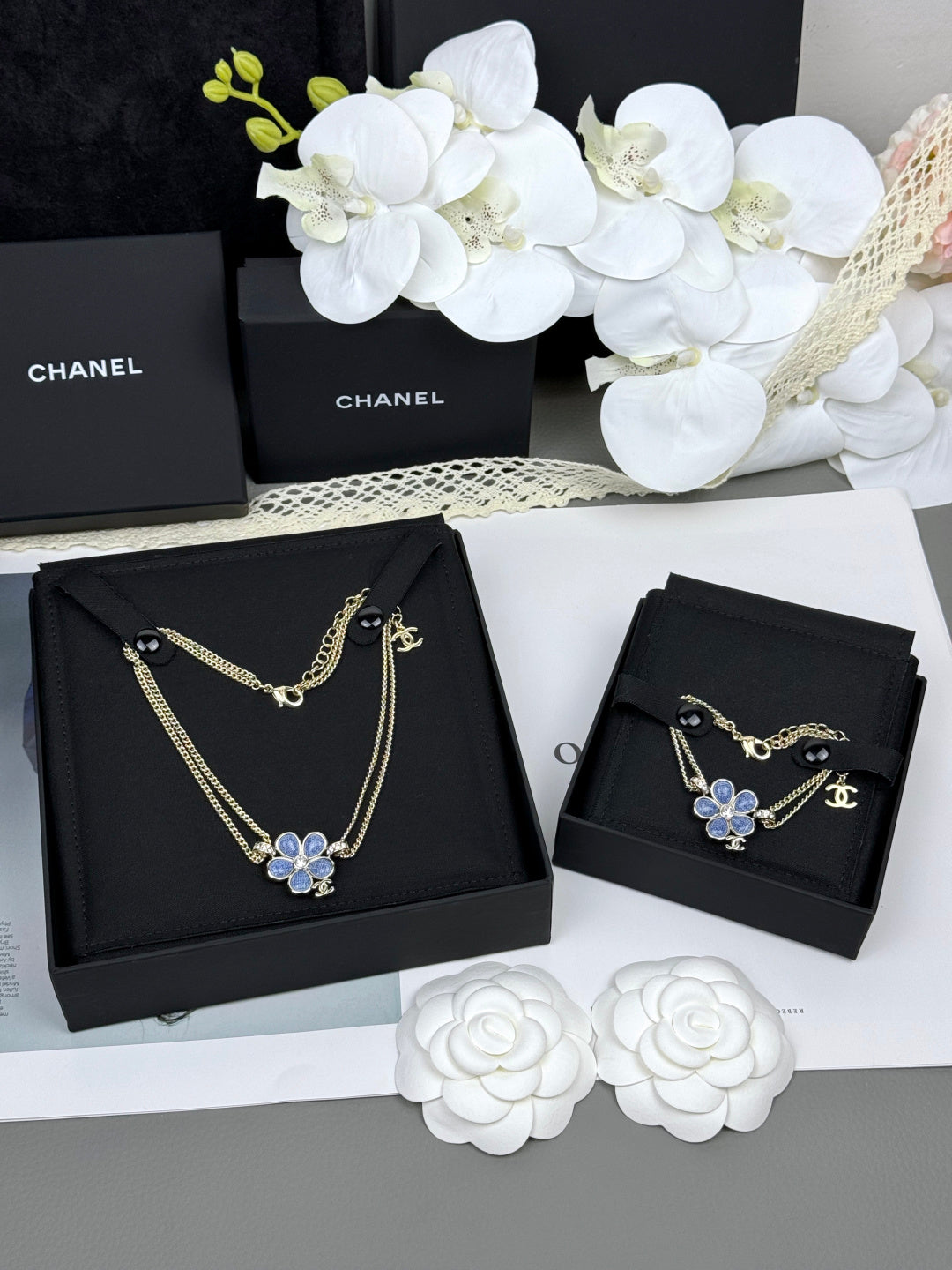 [Vintora]VOLTE New Blue Floral Double-Layer Bracelet