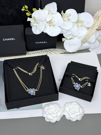 [Vintora]VOLTE New Blue Floral Double-Layer Bracelet