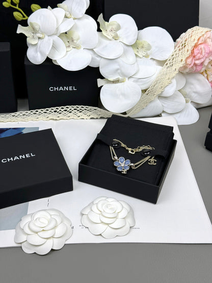 [Vintora]VOLTE New Blue Floral Double-Layer Bracelet