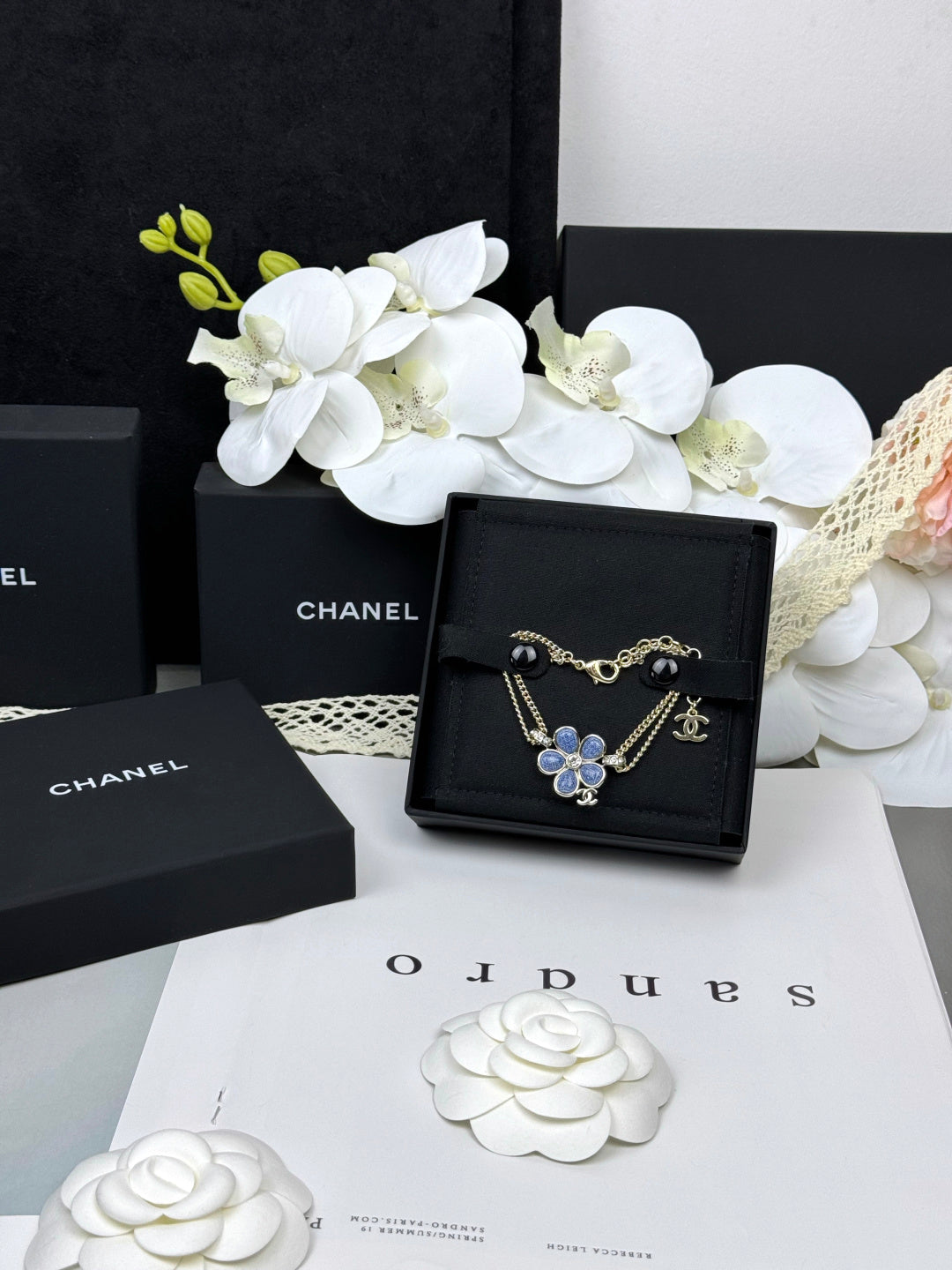 [Vintora]VOLTE New Blue Floral Double-Layer Bracelet