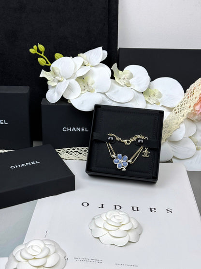 [Vintora]VOLTE New Blue Floral Double-Layer Bracelet