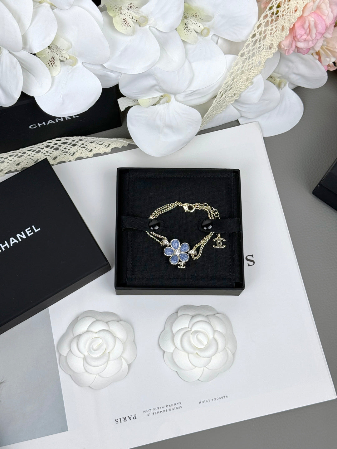 [Vintora]VOLTE New Blue Floral Double-Layer Bracelet