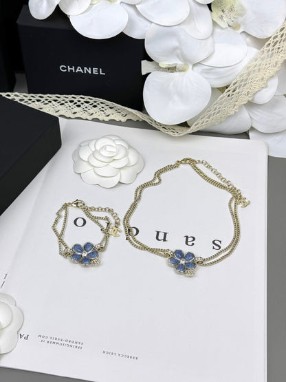[Vintora]VOLTE New Blue Floral Double-Layer Bracelet