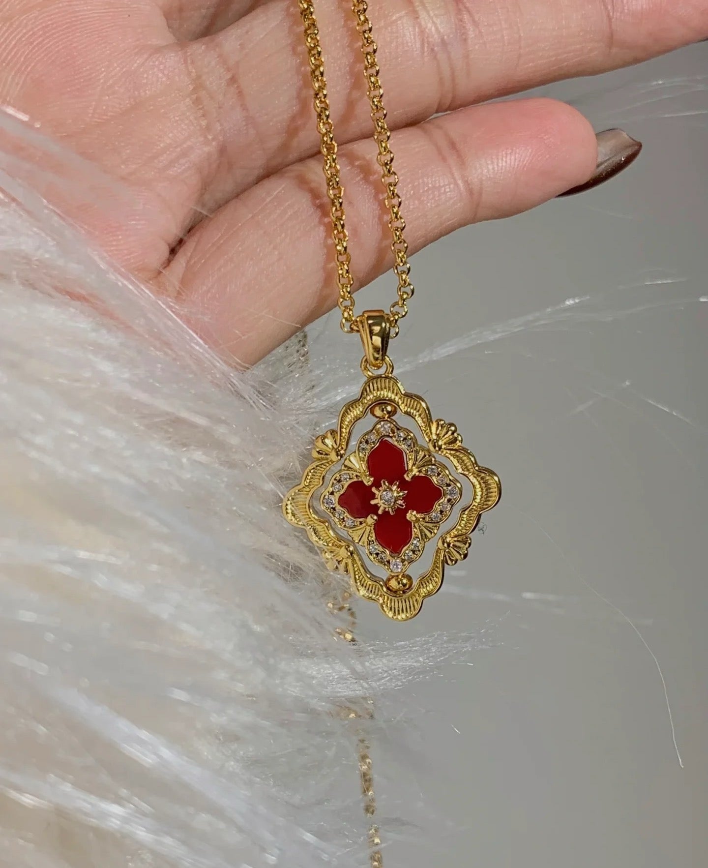 [Vintora] B.C.L ENAMEL ROTATING SINGLE-DIAMOND NECKLACE£¨Various colors£©