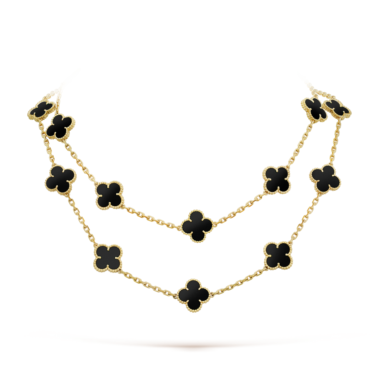 [Vintora]CLOVER 20 MOTIFS ONYX NECKLACE