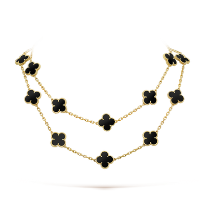 [Vintora]CLOVER 20 MOTIFS ONYX NECKLACE