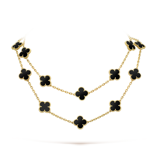 [Vintora]CLOVER 20 MOTIFS ONYX NECKLACE