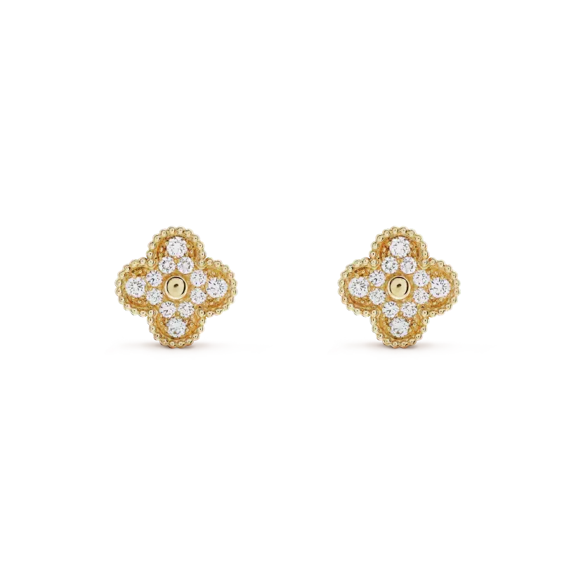 [Vintora]CLOVER MEDIUM 1 MOTIFS FUll DIAMOND EARRINGS