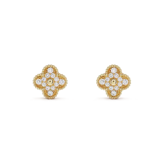 [Vintora]CLOVER MEDIUM 1 MOTIFS FUll DIAMOND EARRINGS