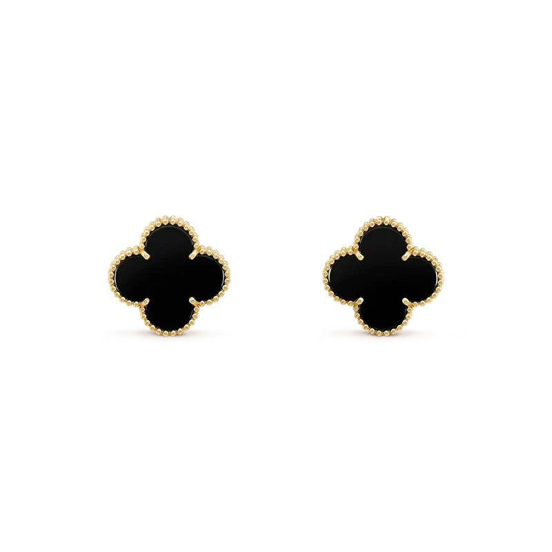[Vintora]CLOVER MEDIUM 1 MOTIFS  ONYX STUD EARRINGS
