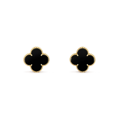 [Vintora]CLOVER MEDIUM 1 MOTIFS  ONYX STUD EARRINGS