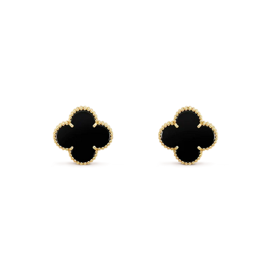 [Vintora]CLOVER MEDIUM 1 MOTIFS  ONYX STUD EARRINGS