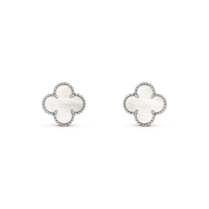 [Vintora]CLOVER MEDIUM 1 MOTIFS  WHITE MOP EARRINGS SILVER