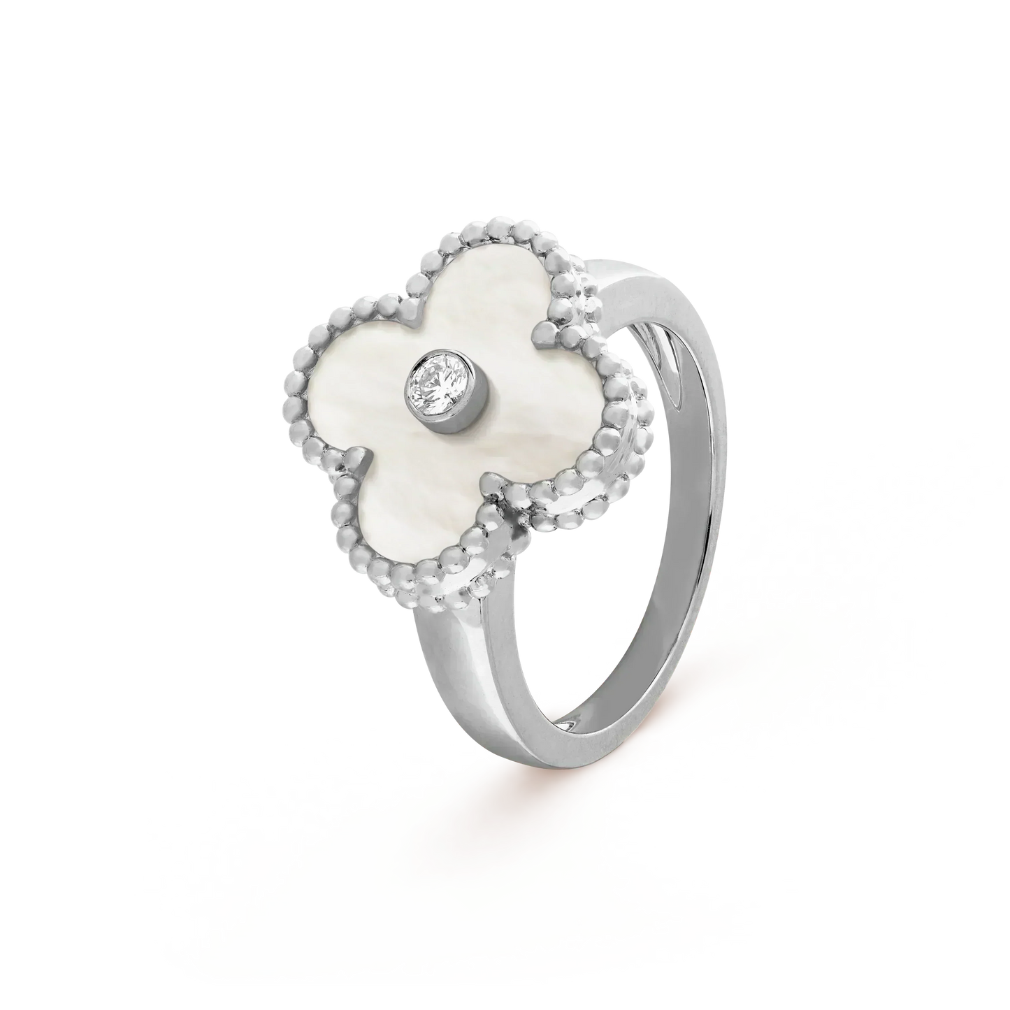 [Vintora]CLOVER SILVER MOP DIAMOND RING