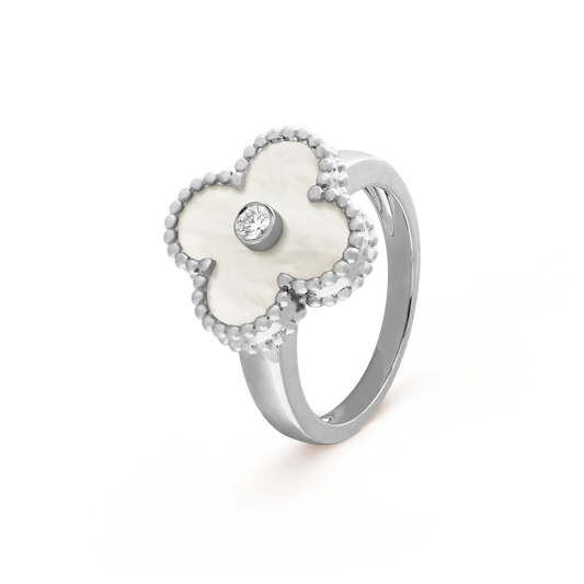 [Vintora]CLOVER SILVER MOP DIAMOND RING