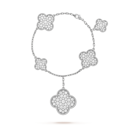 [Vintora]CLOVER 6 MOTIFS SILVER DIAMOND BRACELET