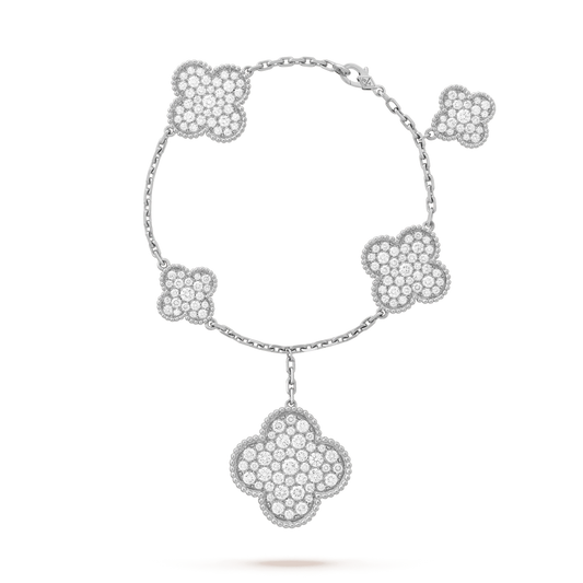 [Vintora]CLOVER 6 MOTIFS SILVER DIAMOND BRACELET