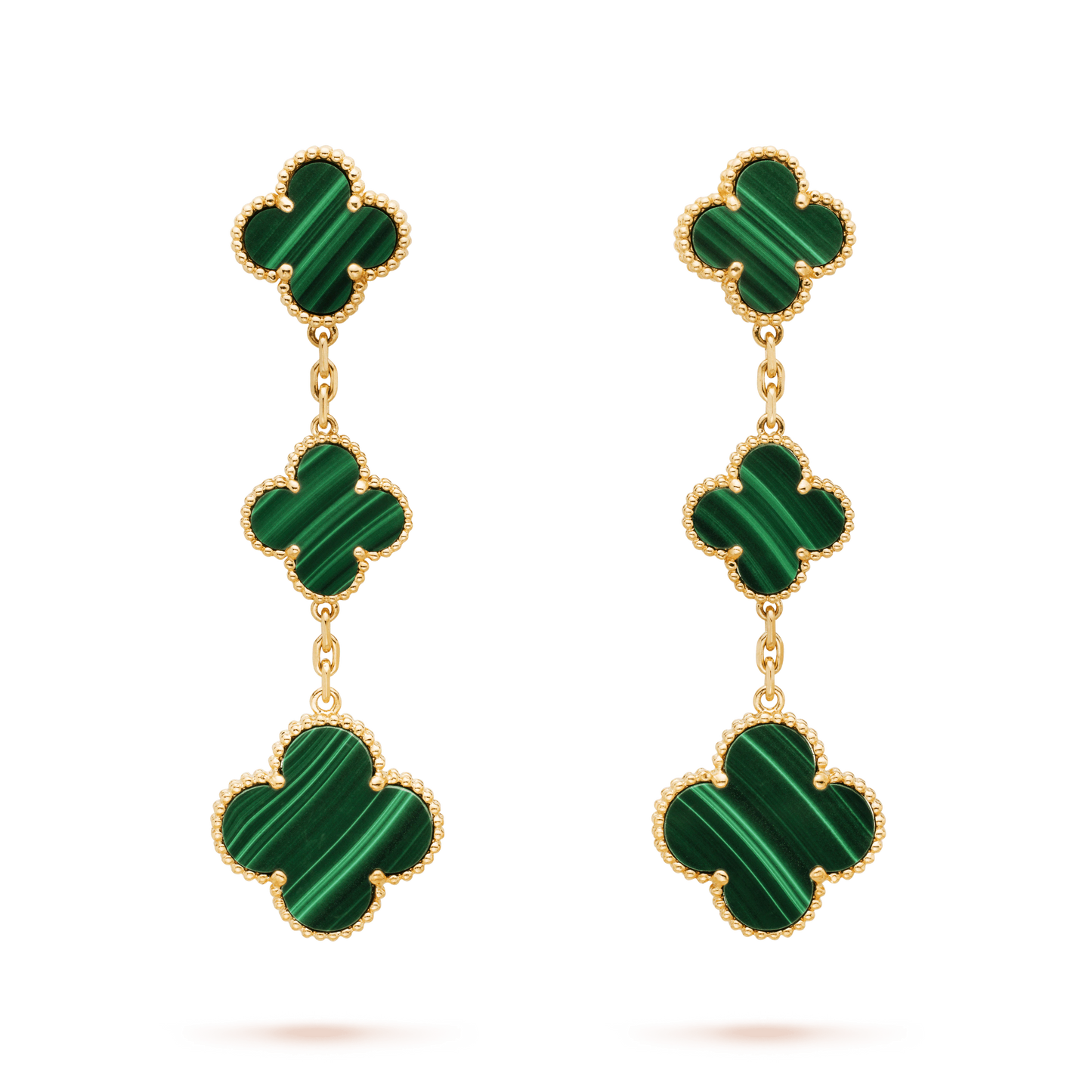 [Vintora]CLOVER MALACHITE 3 MOTIFS GOLD