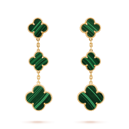 [Vintora]CLOVER MALACHITE 3 MOTIFS GOLD