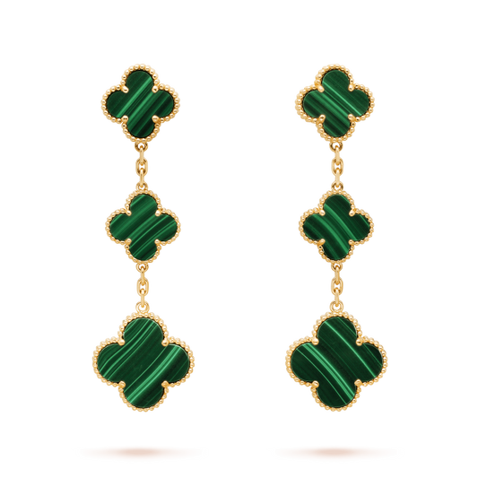 [Vintora]CLOVER MALACHITE 3 MOTIFS GOLD
