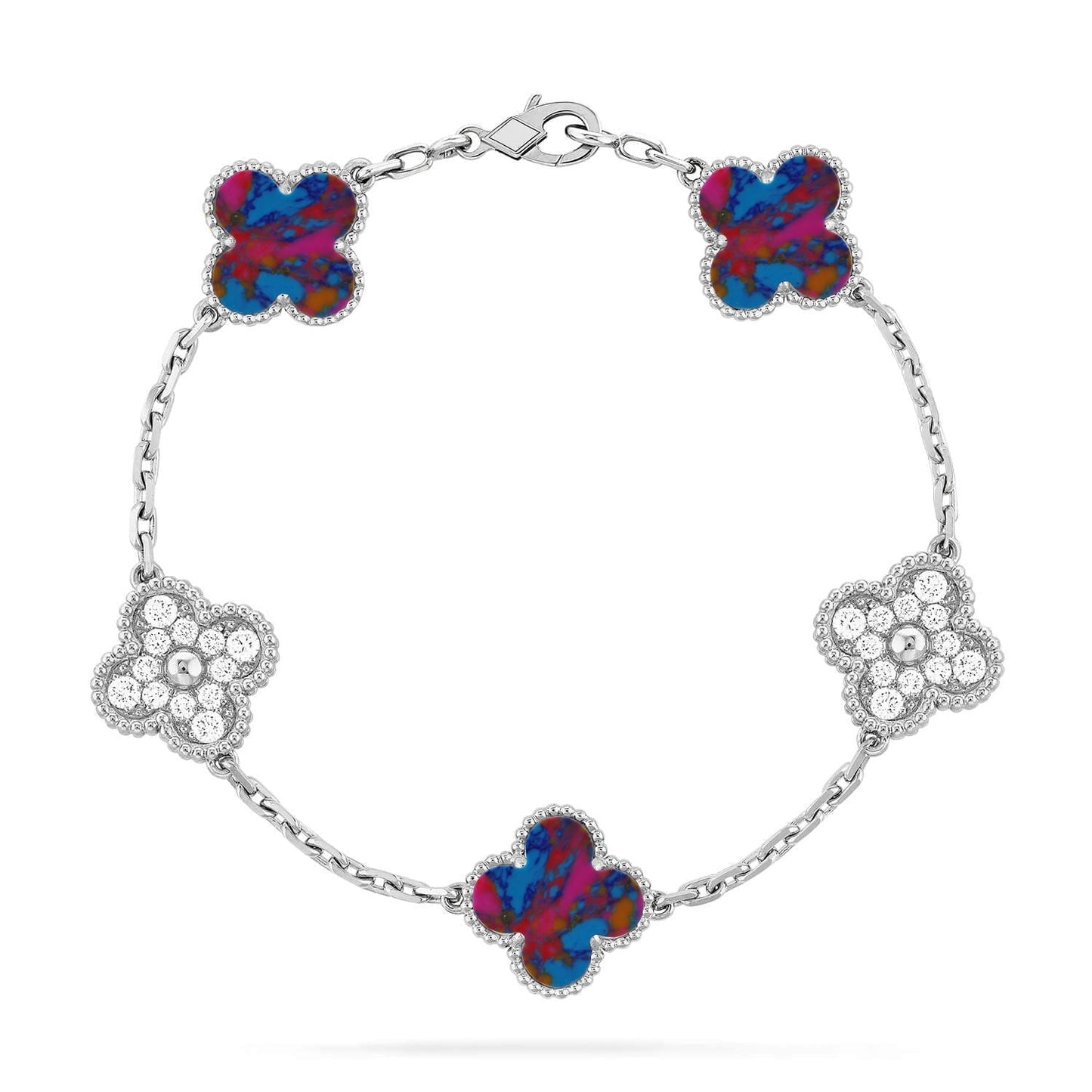 [Vintora]CLOVER 5 MOTIF COLOR GEMSTONES BRACELET COLLECTION