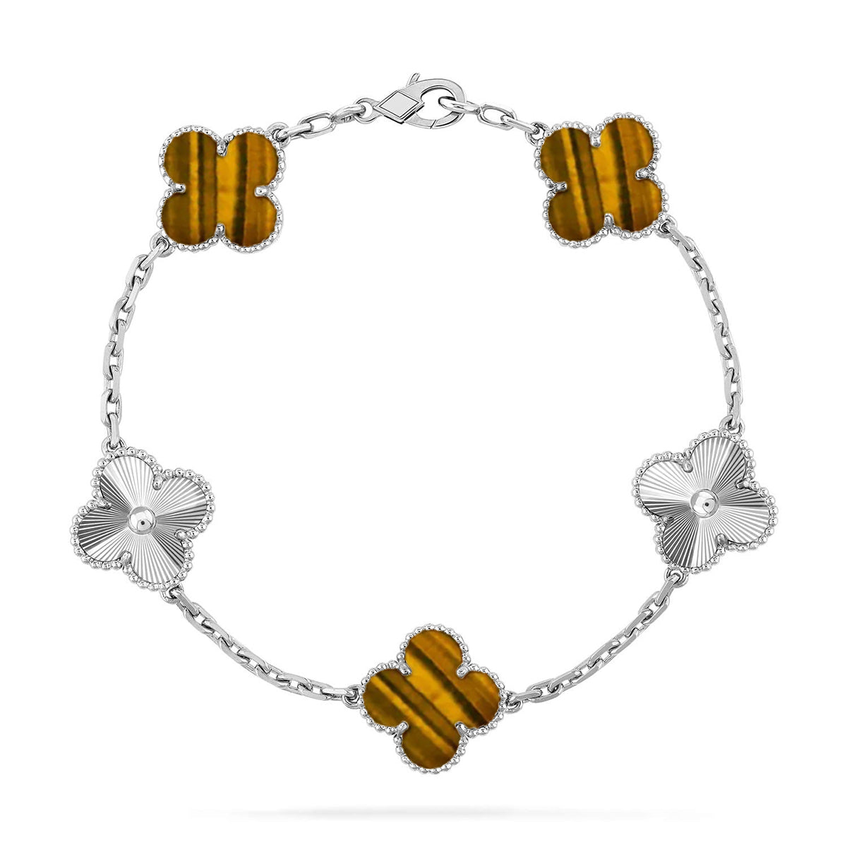 [Vintora] CLOVER 5 MOTIFS TIGER EYE BRACELET COLLECTION